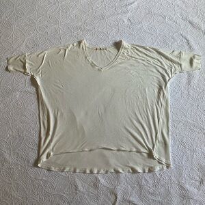 We The Free Cream Short Sleeve V-Neck Top